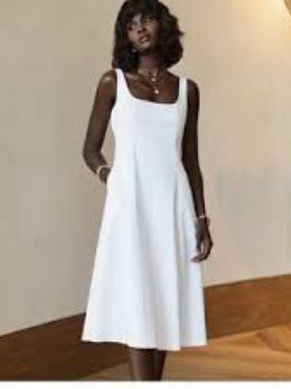 NWT Club Monaco White Square-Neck Midi Dress Size 6